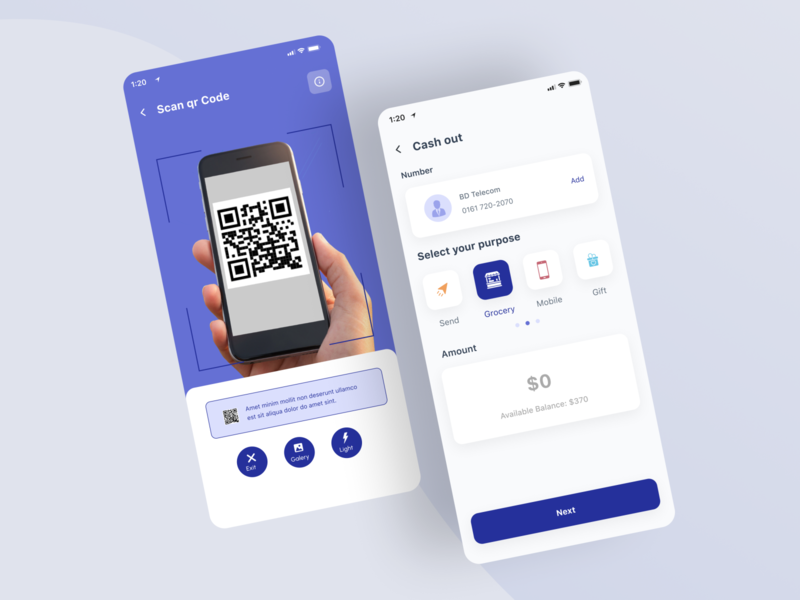 Digital Wallet - Cash out UI Design app design cash out design ui kit digital wallet fintech ui ux design mobile app design scan qr code ui ui design template ui kit