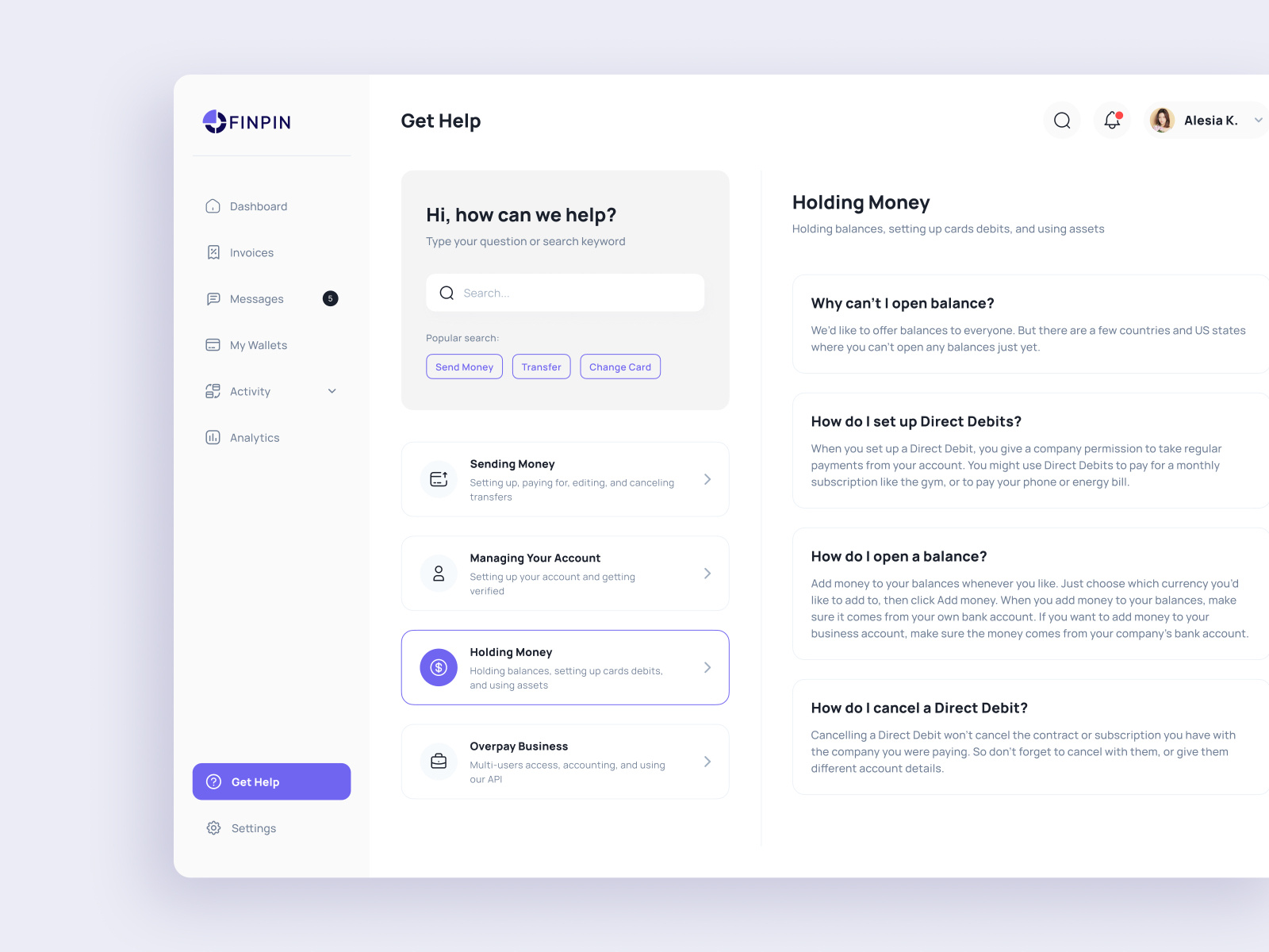Finpin Dashboard- Get Help Kit UI Design by Md Arafat Ul Alam on Dribbble