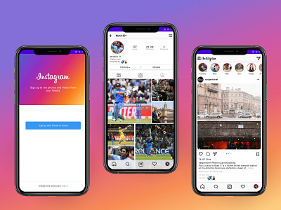 Instagram UI Retouch 2020 design 2020 trend app clean ui colorful design figma instagram minimal mockup neomorphism redesign ui ux