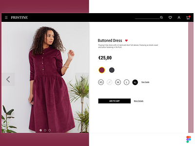 Clothing Product Page branding cart clothing design designthinking dress ecommerce ecommerce shop fashion figma maroon online shopping product product page shopping shopping cart user experience