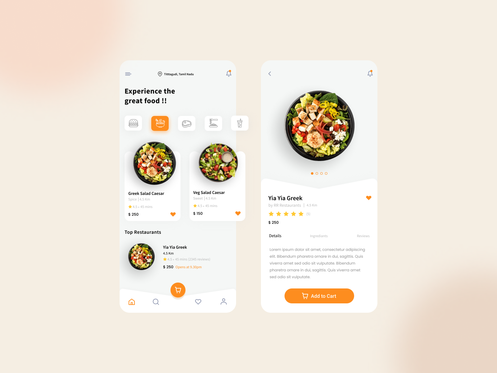 Food Order Application(concept) by venkatesan M on Dribbble