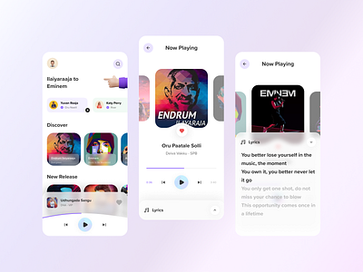 Ilaiyaraaja to Eminem - Music App(Concept) @design @ui design exploration mobile app mobile design typography ui