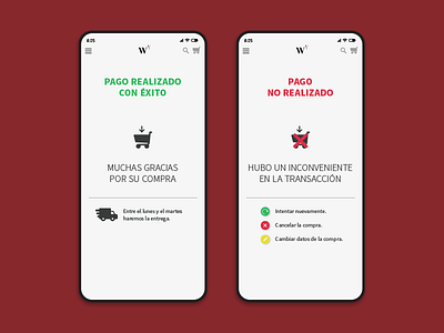 Winering - Pago y Rechazo app error error message mobile payment sell ui ux