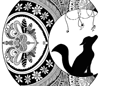 Dog and moon digitalart dog dribble mandala moon procreate