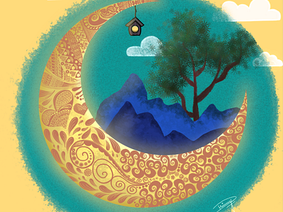 Moon doodle art colors design doodle doodling drawing graphic design illustration landscape mandala moon scenery zentangle