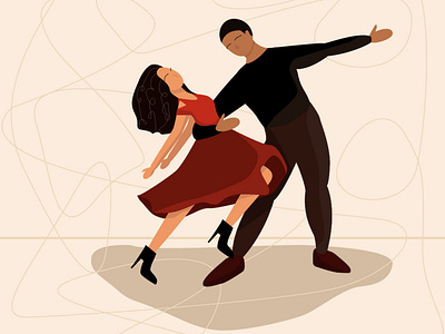 Dancing couple flat illustration