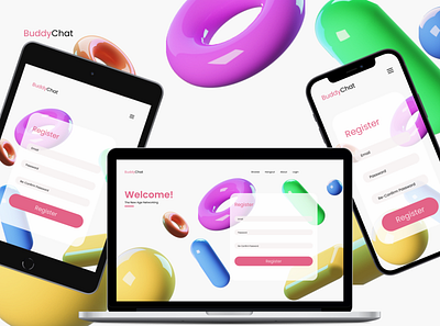 BuddyChat- DailyUI(Day-1) design desktop mobile network registration signup tablet ui