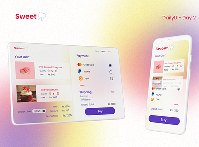 DailyUI- Day2 (CheckOut Screen) bakery blurred checkout desktop inspiration mobile ui