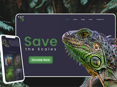 Daily UI :: 003 Landing Page for an NGO animal dark desktop landing landing page mobile reptile