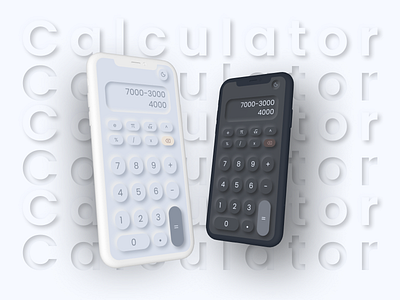 Daily UI :: 004 - Calculator calculator calculatorui dark light minimal mobile neumorphism soft ui