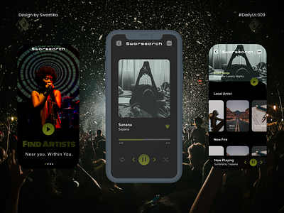 Music Player- DailyUI::009 app branding dailyui dailyui009 dark dark theme explore local artists mobile music music player ui