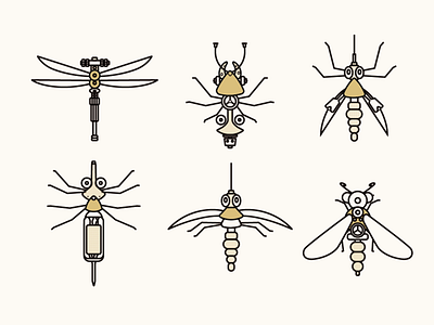 insects icons vector