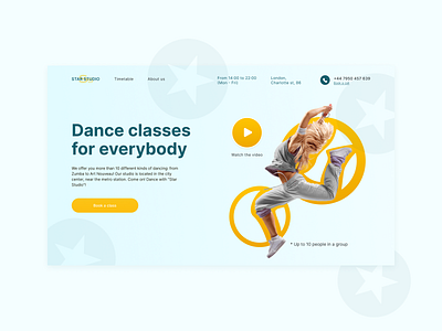 Main screen "Star studio" concept dance design main screen studio ui ux web