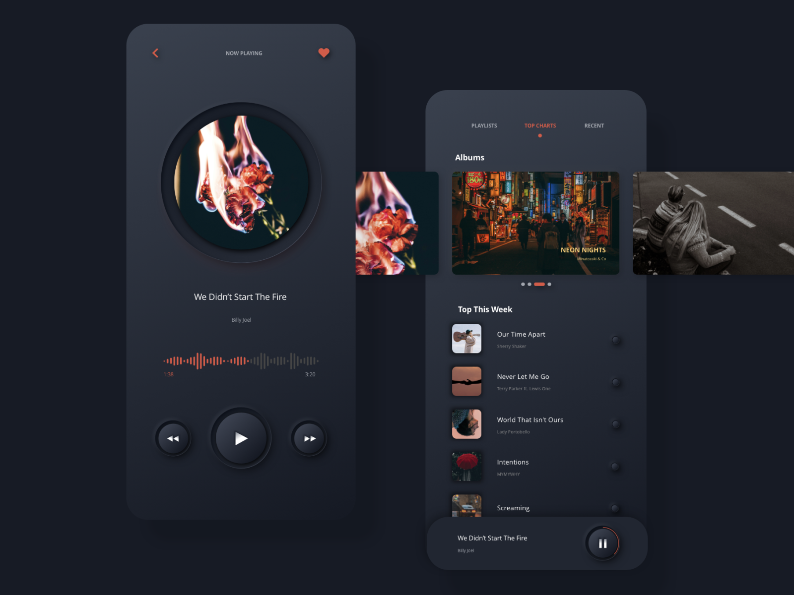 Skeumorphic Music Player by Michelle Vs on Dribbble