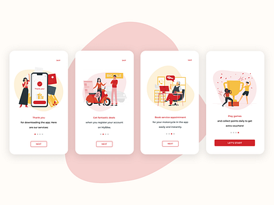 App Onboarding 4steps bike figma onboarding screen onboarding ui red ui uiux yellow