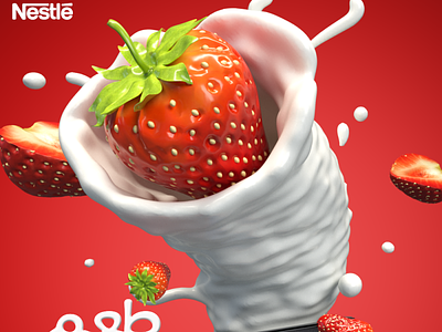 Nestlé Poster advertising 3d design 3d product advertise after effects branding cinema4d design poster product design strawberry visualization