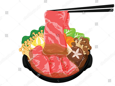 Shabu Shabu, Hot Pot, Sukiyaki Illustration Vector.