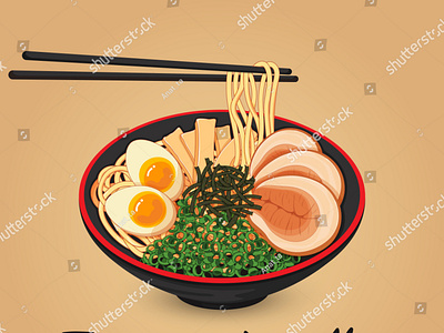 Japanese noodles. Toppings include eggs, sliced chashu pork, sea