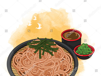 Soba noodles with tsuyu dipping sauce, scallion and topping nori