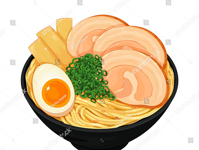 Japanese ramen noodle soup illustration vector. (Japanese food) anime cartoon food illustration illustration japanese food manga meal noodles pork ramen udon vector