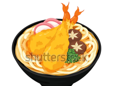 Japanese udon noodle soup illustration vector. (Japanese food) anime cartoon draw food illustration illustration japanese food meal noodles ramen tempura udon vector