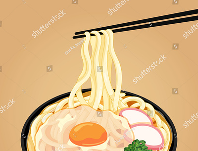 Japanese udon noodle soup illustration vector. (Japanese food) anime cartoon draw egg food illustration illustration japanese food manga meal ramen restaurant soba udon vector