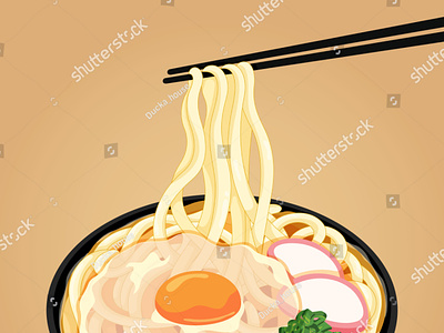 Japanese udon noodle soup illustration vector. (Japanese food)