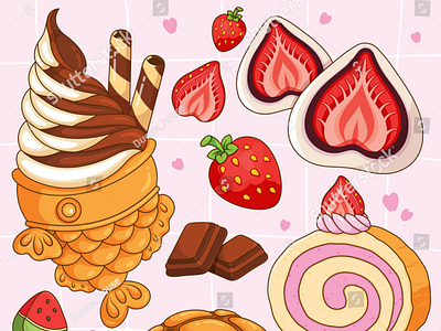 strawberries and cream clipart house