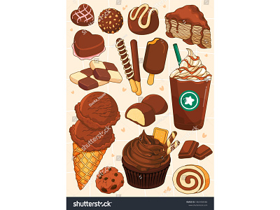 Chocolate dessert decoration ideas illustration vector. (chocola