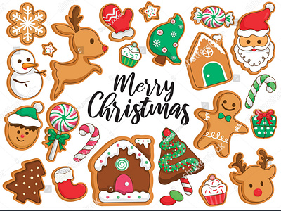 Christmas gingerbread cookies decorating illustration vector.