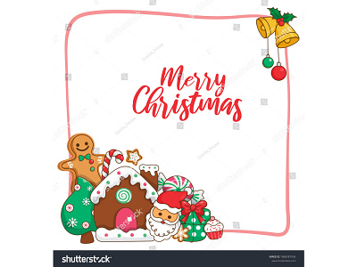 Christmas frame decorations cartoon vector.