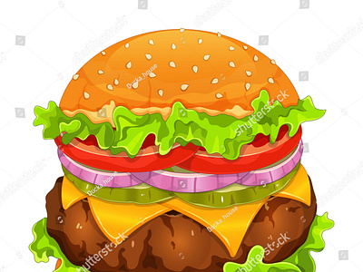Classic beef cheeseburger recipe illustration vector. (hamburger