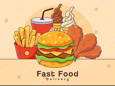 Delivery fast food flat banner background vector.