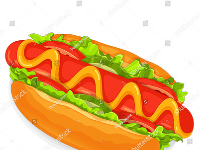 Hot dog recipe with sausage recipe illustration vector. anime bread burger cartoon clipart cucumbers draw fast food food illustration hot dog hotdog junkfood meal salad sausage tomato