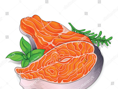 Salmon grill recipe isolated on white background illustration. bbq cartoon diet draw fish food food illustration grilled healthy illustration japanese art manga salmon vector vegetables