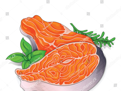 Salmon grill recipe isolated on white background illustration. by Ducka ...