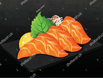 Salmon sashimi recipe food illustration vector. cartoon draw fish food illustration illustration japanese food keto keto diet salmon sashimi vector