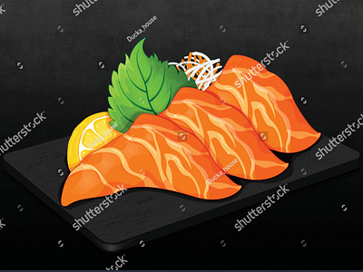 Salmon sashimi recipe food illustration vector.