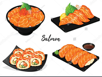 #salmon #sashimi #recipe #illustration #vector #shoyu #sauce #f