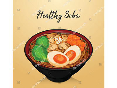 Healthy soba noodles recipe with egg, onion, shiitake mushroom, anime carrot cartoon cooking design egg food food illustration illustration japanese food manga mushroom onion ramen soba somen soup spinach udon vector