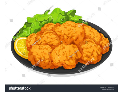 Chicken karaage (Japanese fried chicken) with salad illustration anime appetizer cartoon chicken chicken karaage delivery food drawing food food art food illustration food vector fried chicken illustration japanese food japanese karaage karaage lemon manga snack vector