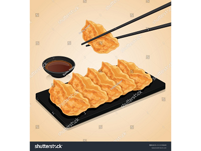 Japanese gyoza dumplings (potstickers) recipe and chopsticks.