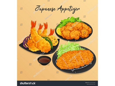Japanese appetizers menu recipe illustration vector.