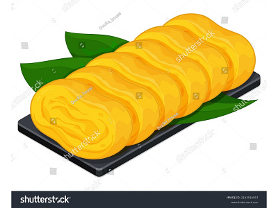 Tamagoyaki, Japanese rolled omelet. Japanese breakfast vector. anime asian breakfast bamboo cartoon close up drawing egg roll food art food illustration food vector illustration japanese breakfast japanese food manga meal menu omelet rolled omelette tamagoyaki vector