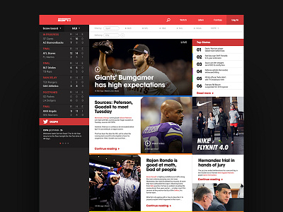 ESPN Redesign espn layout redesign sports tiles web web design webpage