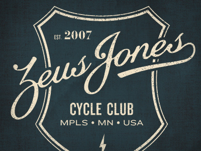 Zeus Jones Cycle Club blue cycling minneapolis script