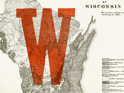 Badger Print map red w wisconsin