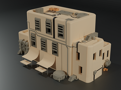 Military house for special opration blender design house lowpoly military minimal