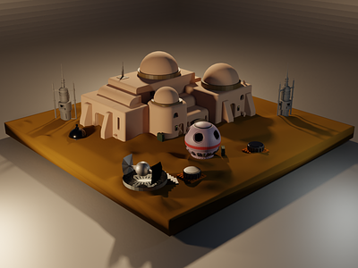 Low Poly Star wars 3d blender design diorama film house isometric lowpoly lowpoly3d lowpolyart poly scene starwars