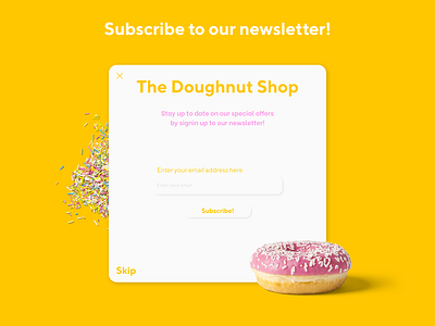 Pop up message for a doughnut store! 016 app dayli challenge dayliui design figma neumorphism ui ux